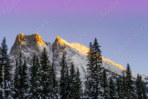 Beautiful view of Mount Burgess at sunset in Yoho National Park, Canada photo