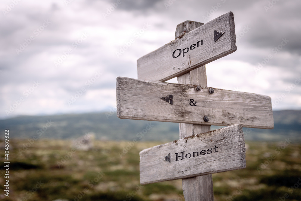 open and honest signpost outdoors in nature