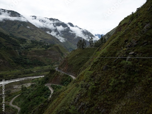 Принти на полотні Adventure zipline canopy near Santa Teresa green rainforest valley andes mountai