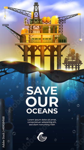 World Oceans Day, Offshore Oil Leakage Banner