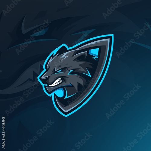 Dark wolf gaming mascot logo template