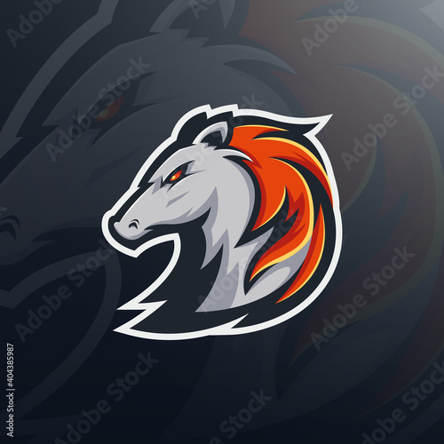 Strong horse head gaming mascot logo template