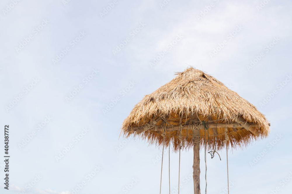 An umbrella made of straw