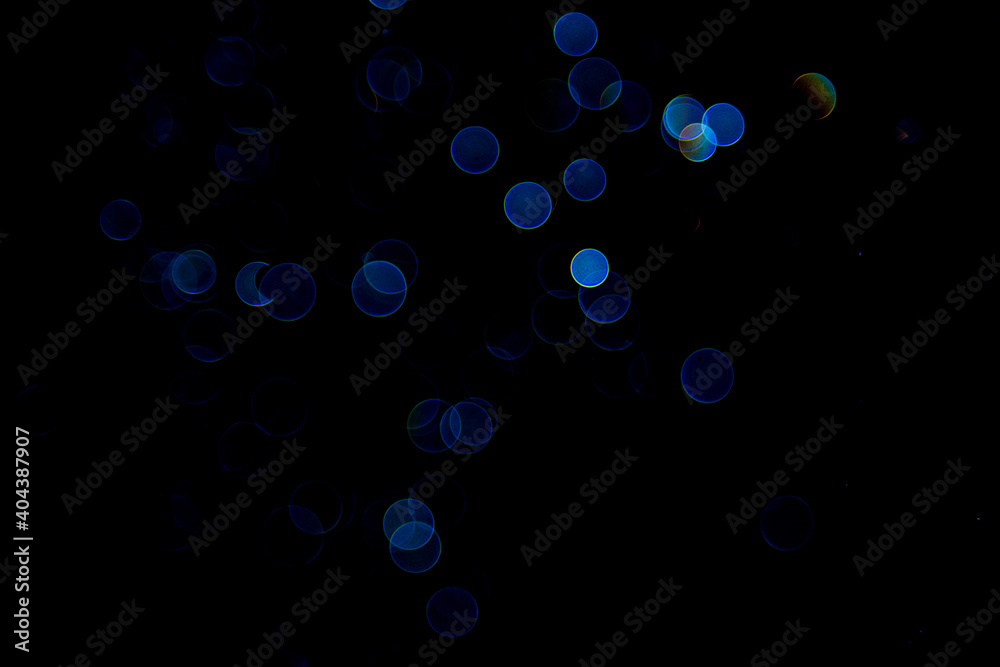 Abstract Blue bokeh of lights on black Abstract Blue bokeh of lights on black