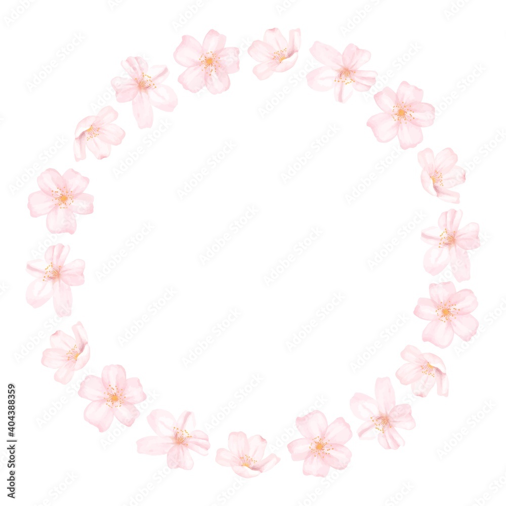 桜の花のフレーム　水彩風イラスト