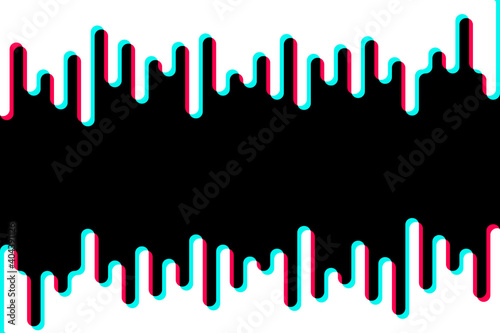 Futuristic abstract blue red gradient wave line vector with Memphis on black background, tik tok digital dynamic elegant contrast flow, technology concept for web, poster, card print design template