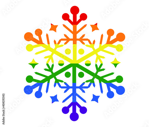 christmas snowflake LGBT flag. gay, lesbian, bisexual and transgender icon vector