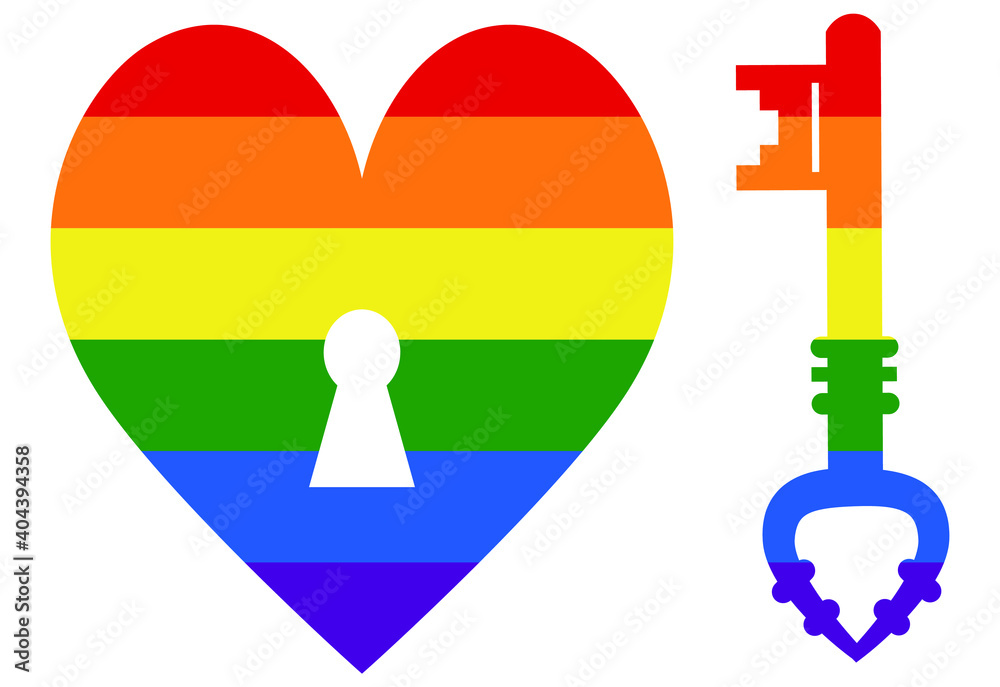 key heart LGBT flag. gay, lesbian, bisexual and transgender icon vector key heart LGBT flag. gay, lesbian, bisexual and transgender icon vector