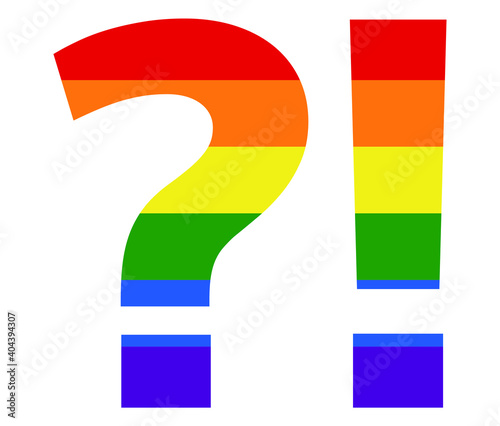 interrogation and exclamation LGBT flag. gay, lesbian, bisexual and transgender icon vector