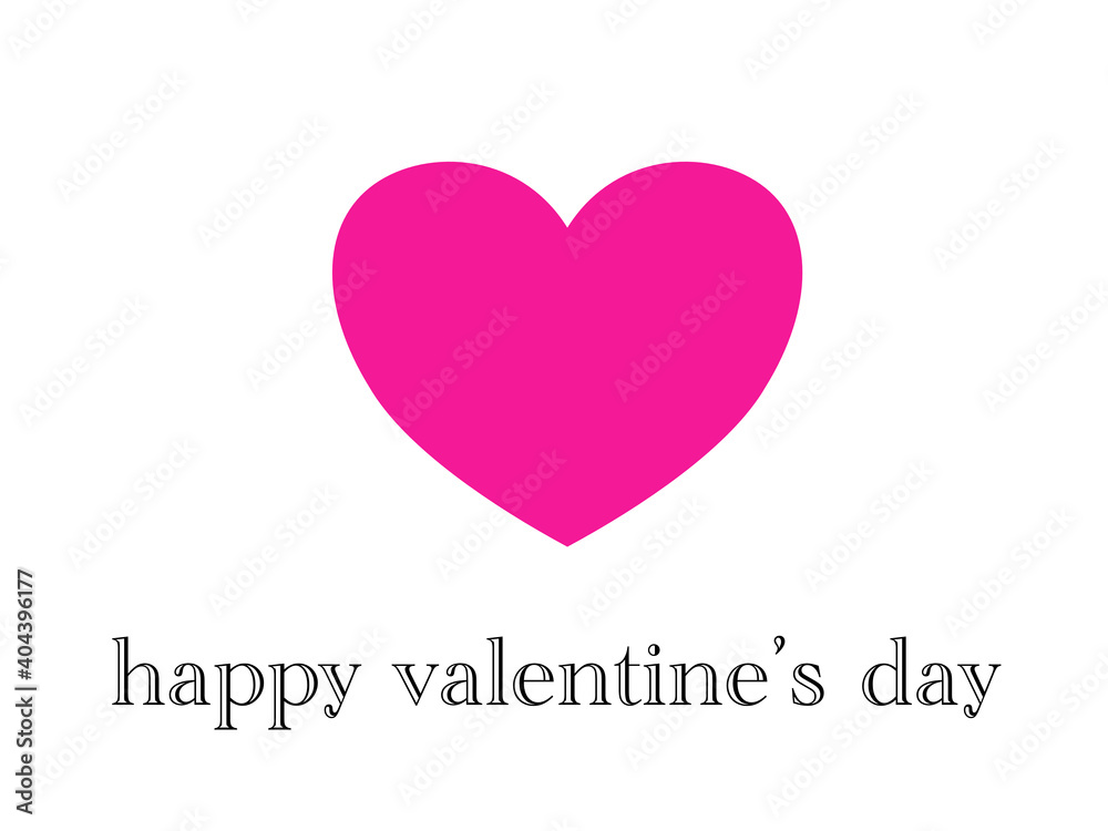 cute pink heart on white background and wording happy Valentine's Day .valentine card for couple ,family, friends in flat vector style cute pink heart on white background and wording happy Valentine's Day .valentine card for couple ,family, friends in flat vector style