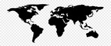 Simple world map in checkerboard BG. Global map. America, Europe, Asia, Australia. North, South, East, West.