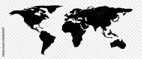 Simple world map in checkerboard BG. Global map. America, Europe, Asia, Australia. North, South, East, West.