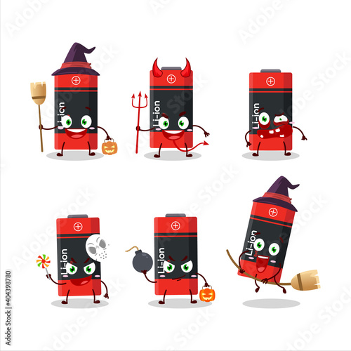 Halloween expression emoticons with cartoon character of li ion battery