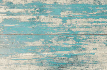 Weathered blue painted wooden wall. Vintage blue wood plank background. Old blue wooden wall coming from beach.