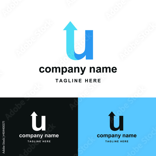 initial letter u with upward arrow for finance, development, success, training business logo concept