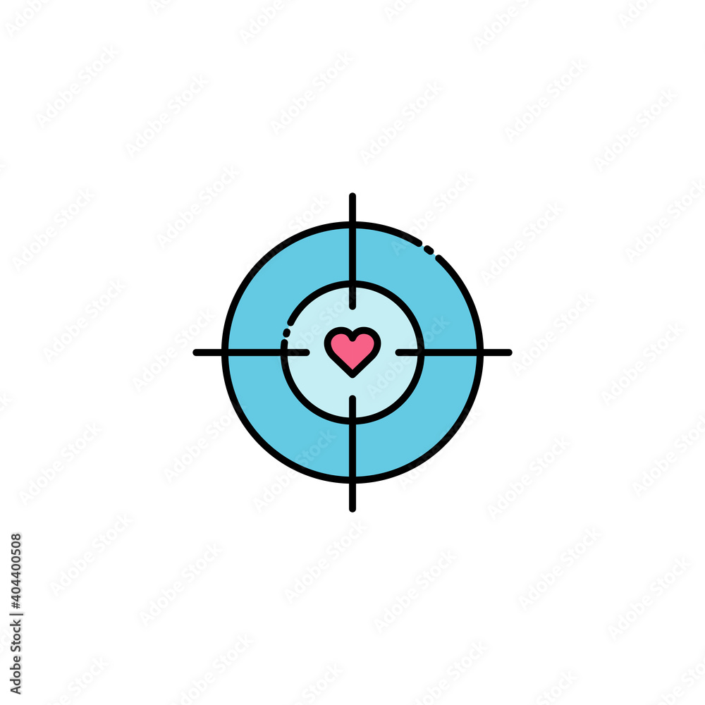 Target lineal color icon with heart. simple design editable. Design template vector