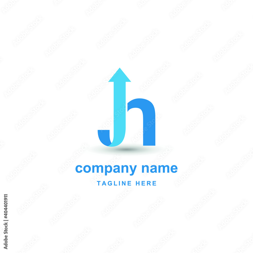 initial letter h with upward arrow for finance, development, success, training business logo concept initial letter h with upward arrow for finance, development, success, training business logo concept
