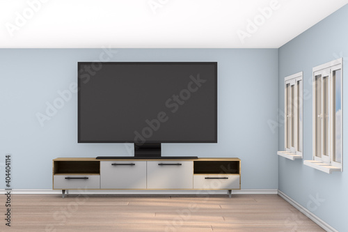 tv stand in living room. 3D illustration