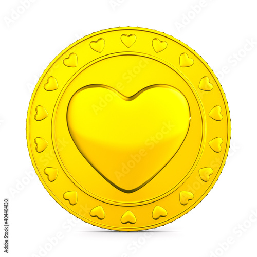 coin with symbol heart on w...