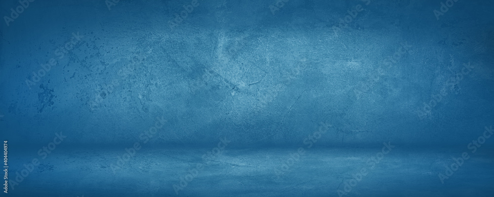 dark and blue concreate and cement wall and studio to present product and background - obrazy, fototapety, plakaty 