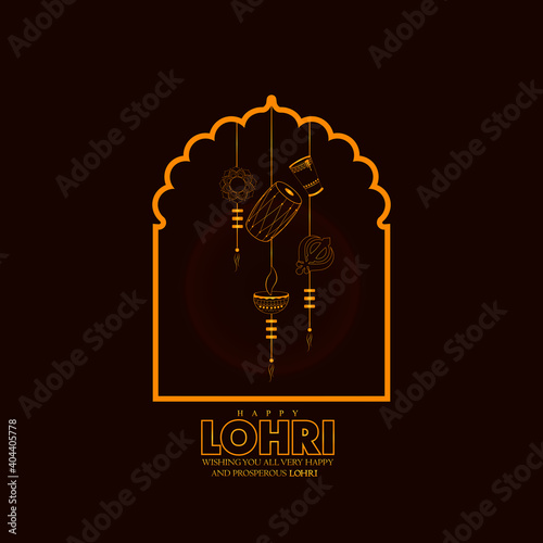 Happy Lohri holiday background for Punjabi festival. Vector illustration 