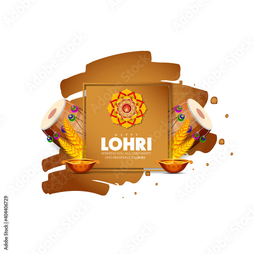 Happy Lohri holiday background for Punjabi festival. Vector illustration 
