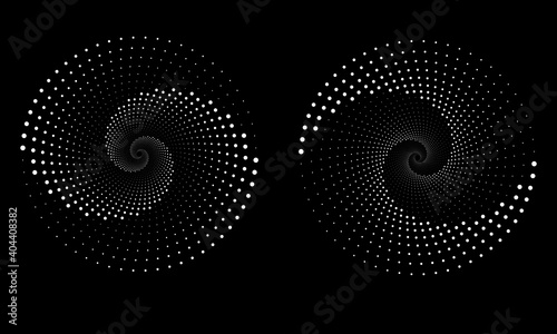 Abstract dotted vector background. Halftone effect. Spiral dotted background or icon. Yin and yang style