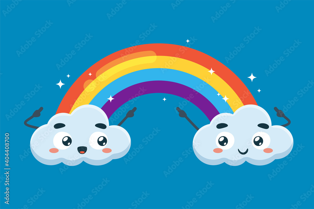 Fototapeta premium The clouds and the rainbow. Isolated Vector Illustration