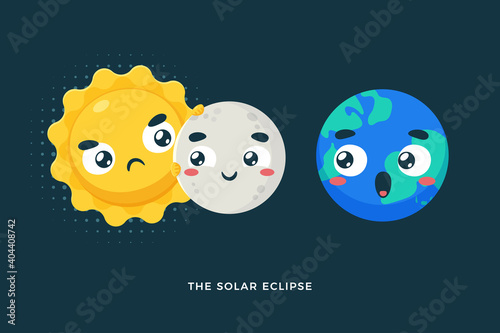 The Solar Eclipse. Isolated Vector Illustration.