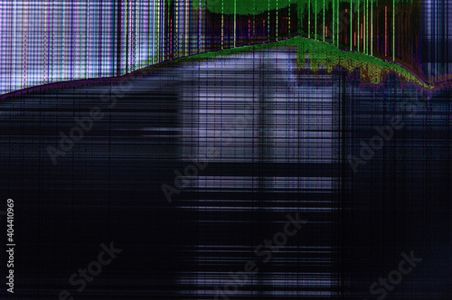 dark abstract digital background  damaged screen matrix with interference of monitor and camera matrices