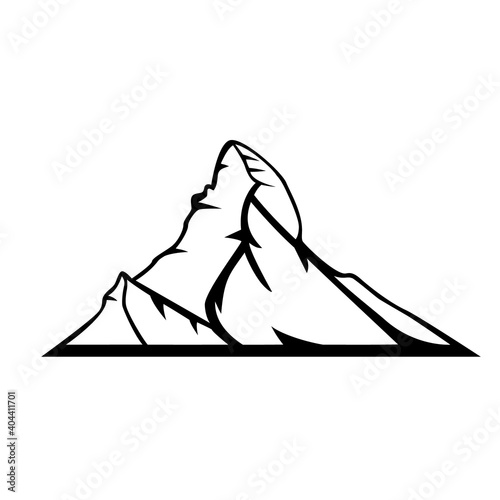 Mount Matterhorn, Isolated on a white background. A peak in the pennine Alps. The Alpine ridge. vector flat illustration.