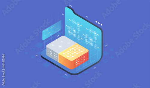 Quantum computer, large data processing. Isometric Quantum computing or Supercomputing. Software development and programming.