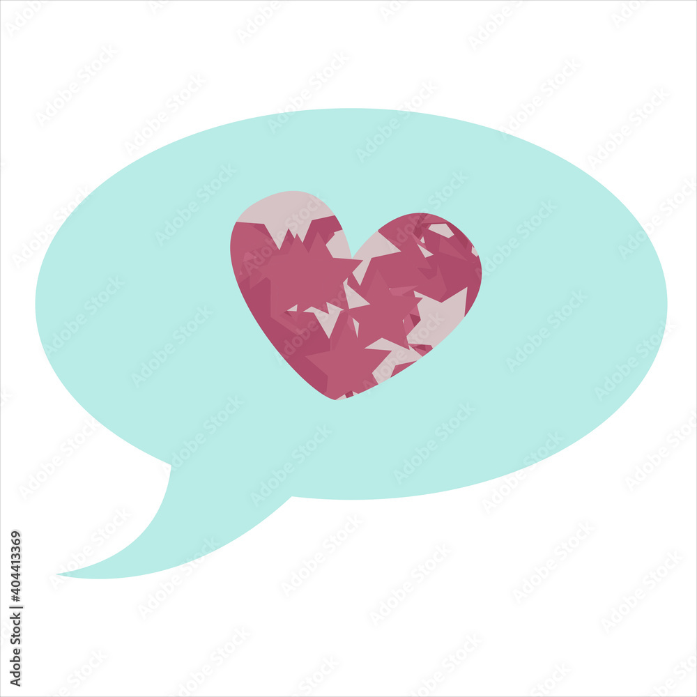 blue dialog box with shiny heart, vector element, message blue dialog box with shiny heart, vector element, message