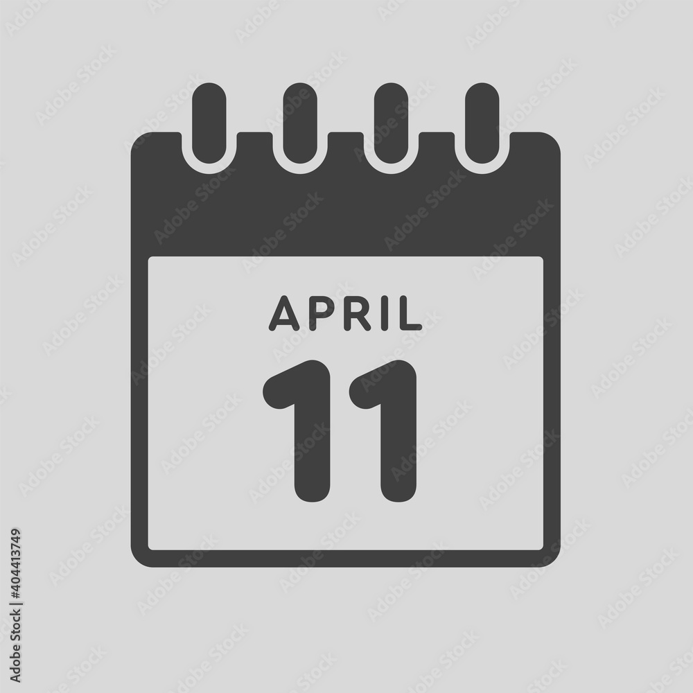 Icon day date 11 April, template calendar page