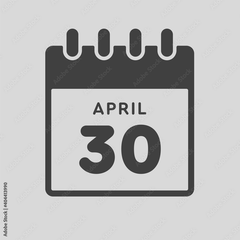 Icon day date 30 April, template calendar page Icon day date 30 April, template calendar page