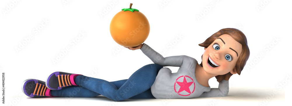 Fun 3D illustration of a cartoon teenage girl Fun 3D illustration of a cartoon teenage girl