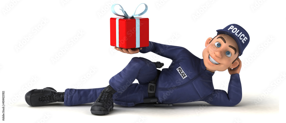 Fun 3D illustration of a cartoon Police Officer Fun 3D illustration of a cartoon Police Officer