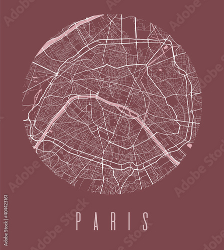 Fotografie, Obraz Paris map poster