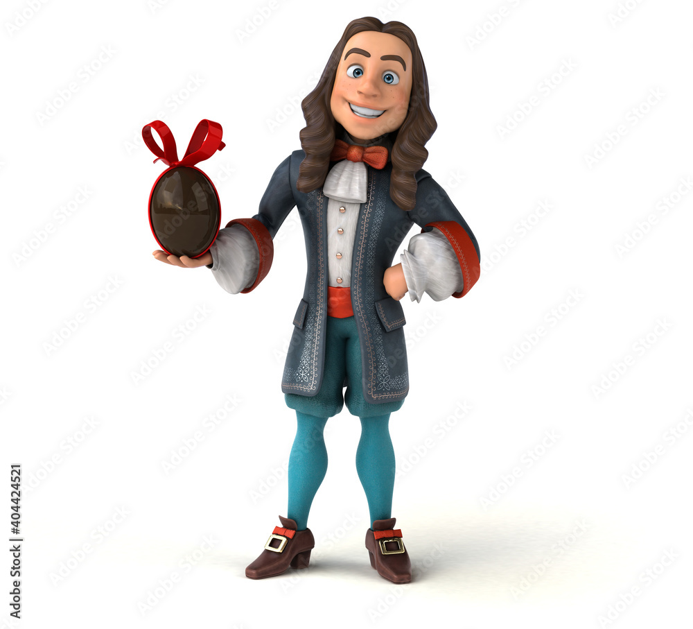 3D Illustration of a cartoon man in historical baroque costume
