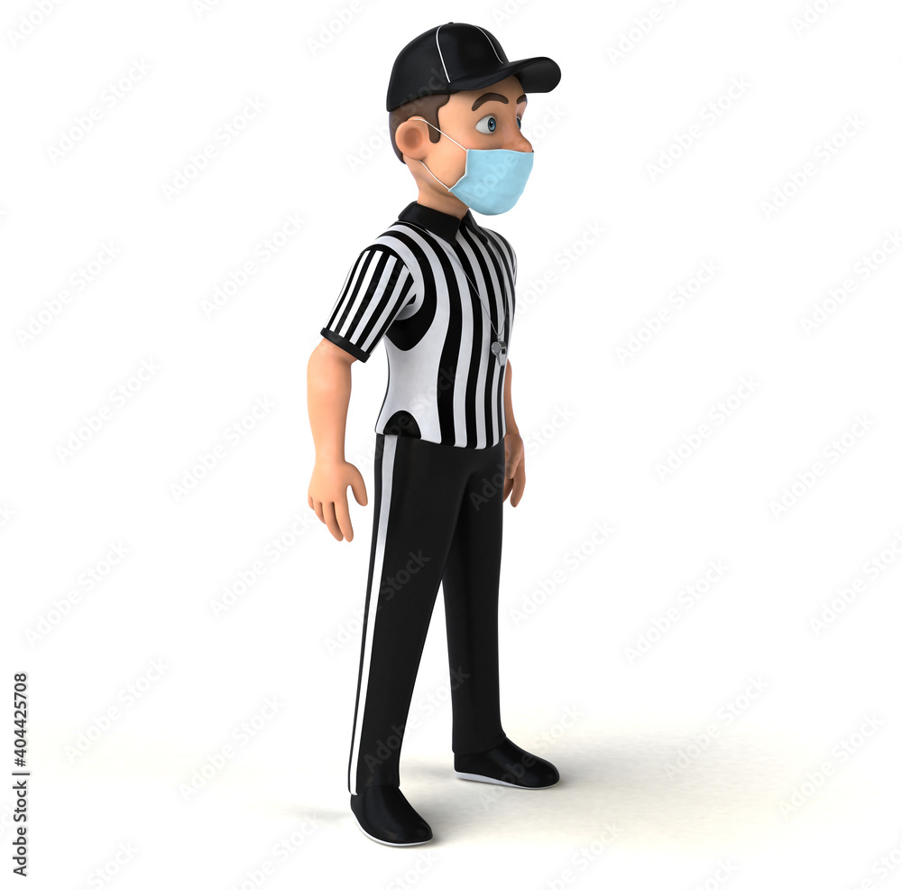 Fun 3D Illustration of an american Referee with a mask