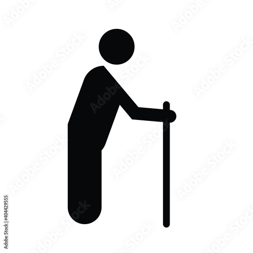 old man with stick, old age sign, patient care