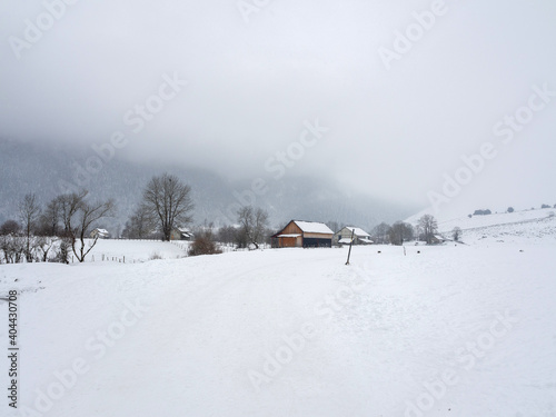 Snowy landscape in the mountains of the atlantic pyrenees