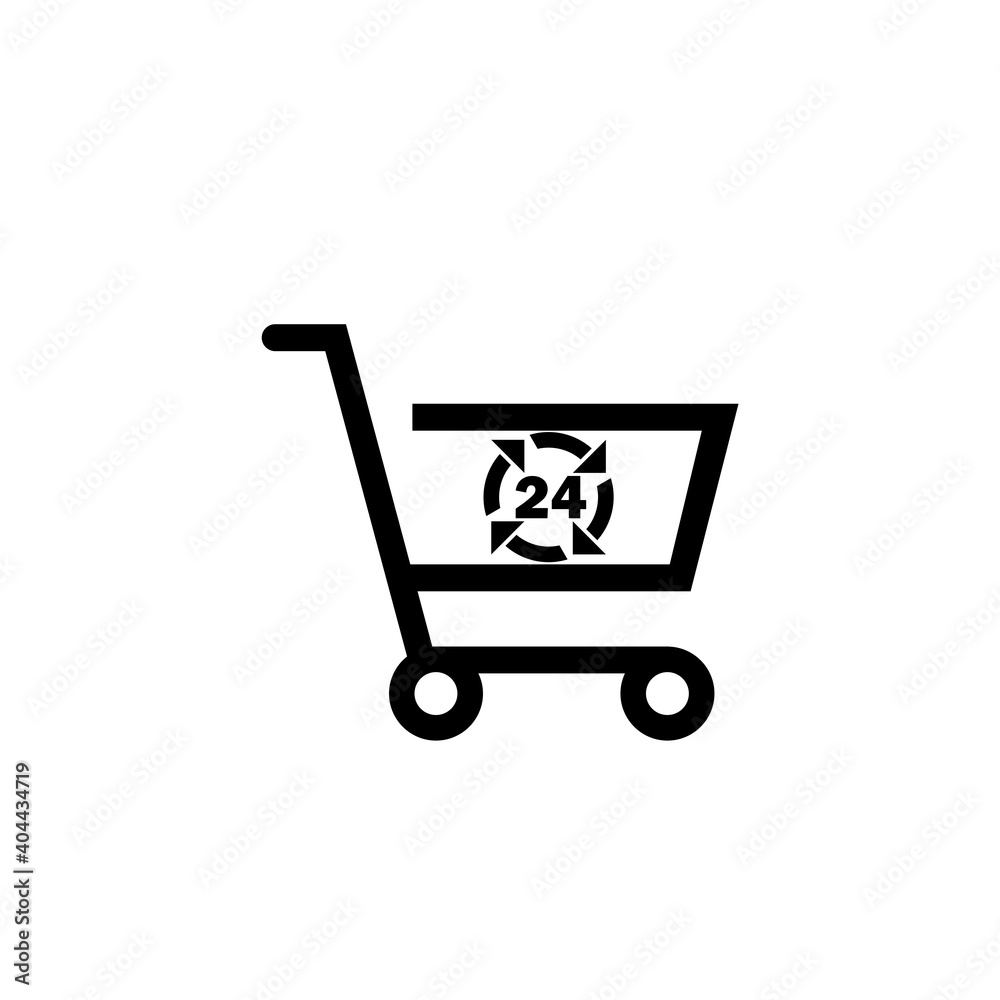Shopping Cart 24 hour icon isolated on white background Shopping Cart 24 hour icon isolated on white background