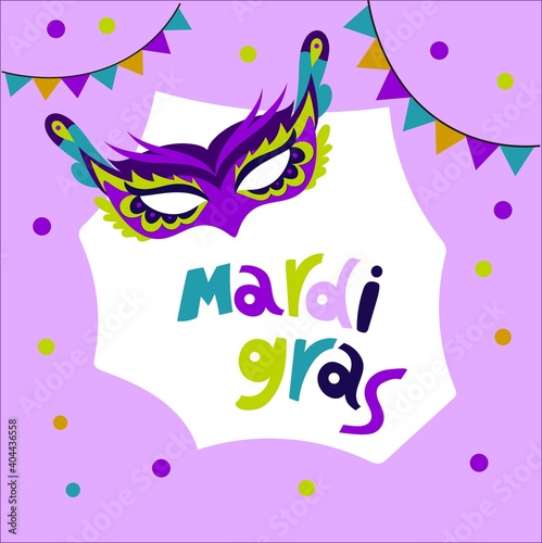 Mardi Gras carnival holiday. Postcard colorful banner. Vector illustration-01