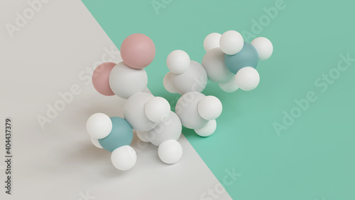 Lysine  l-lysine  Lys  K  amino acid molecule. 3D rendering.