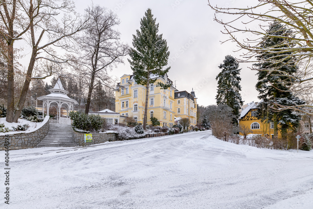 Spa architecture in winter - Marianske Lazne (Marienbad) - Czech Republic