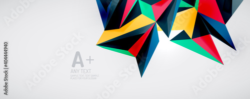 Vector triangle geometric backgrounds. Low poly 3d shape on light backdrop. Vector illustration for covers  banners  flyers and posters and other designs