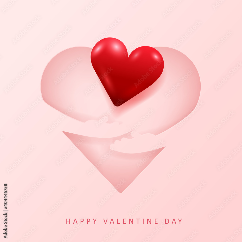 Valentine's Day Concept. Paper cut style heart shape and 3d heart shape. Vector illustration. Valentine's Day Concept. Paper cut style heart shape and 3d heart shape. Vector illustration.
