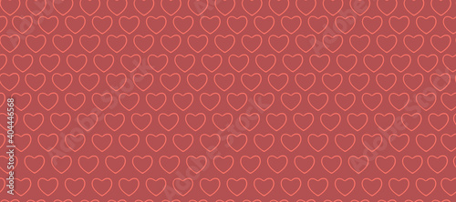 Hearts seamless pattern on a red background. Love symbol ornament minimalistic symmetrical romantic composition.