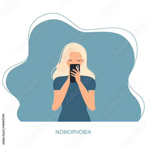 Smartphone internet addiction awareness flat poster with people chatting with virtual friends and checking mails abstract vector illustration

